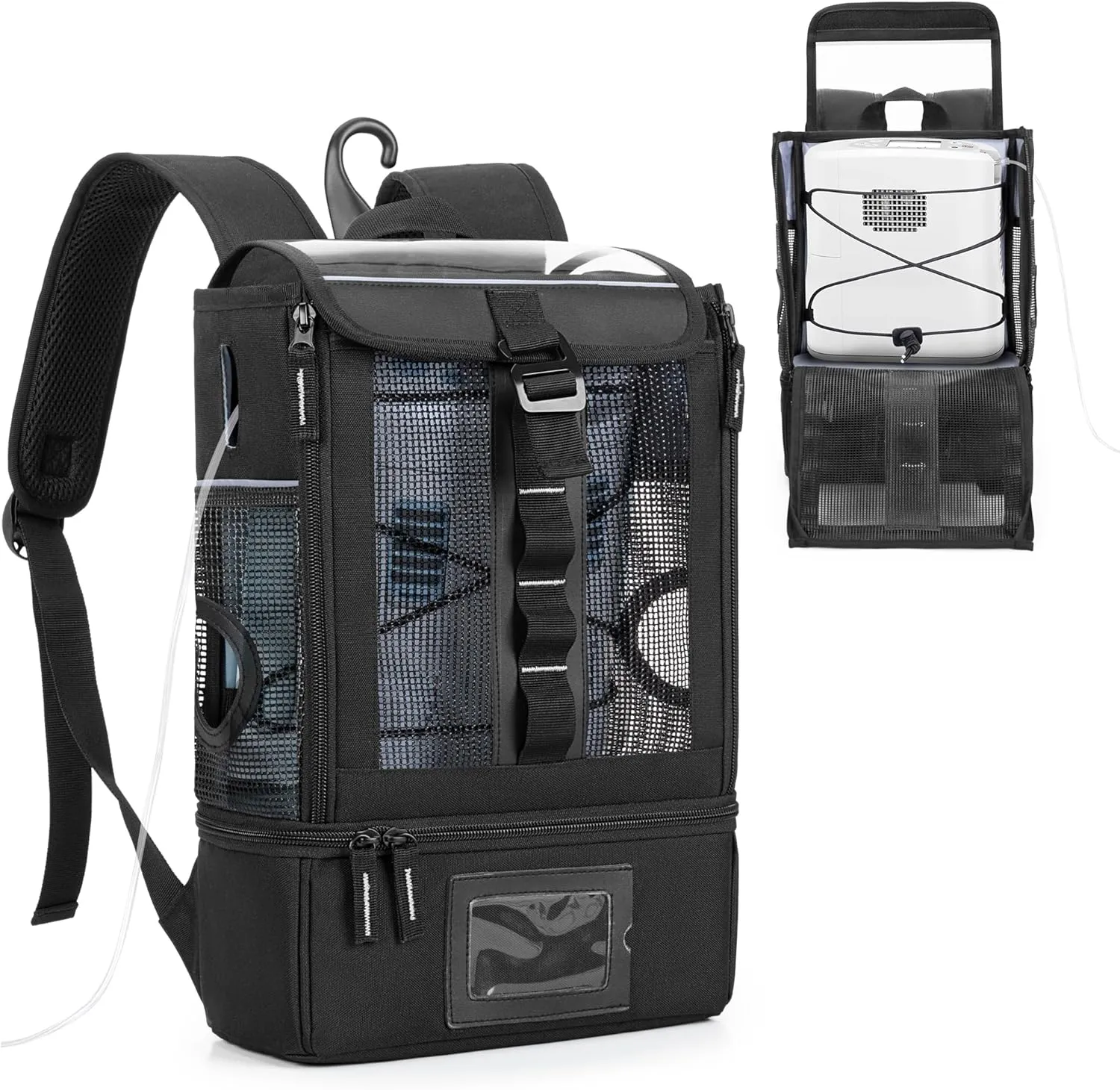 Trunab Portable Oxygen Concentrator Backpack, POC Carrying Bag Compatible with Inogen One, Caire Freestyle Comfort, Oxygo, Philips SimplyGo Mini, Black