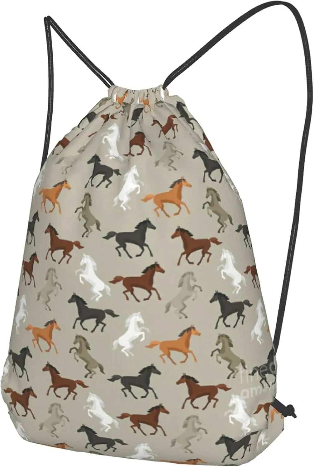 TumzfhQ Cute Horse Drawstring Backpack String Bag Sports Sackpack Gym Cinch Beach Travel Sack for Men Women