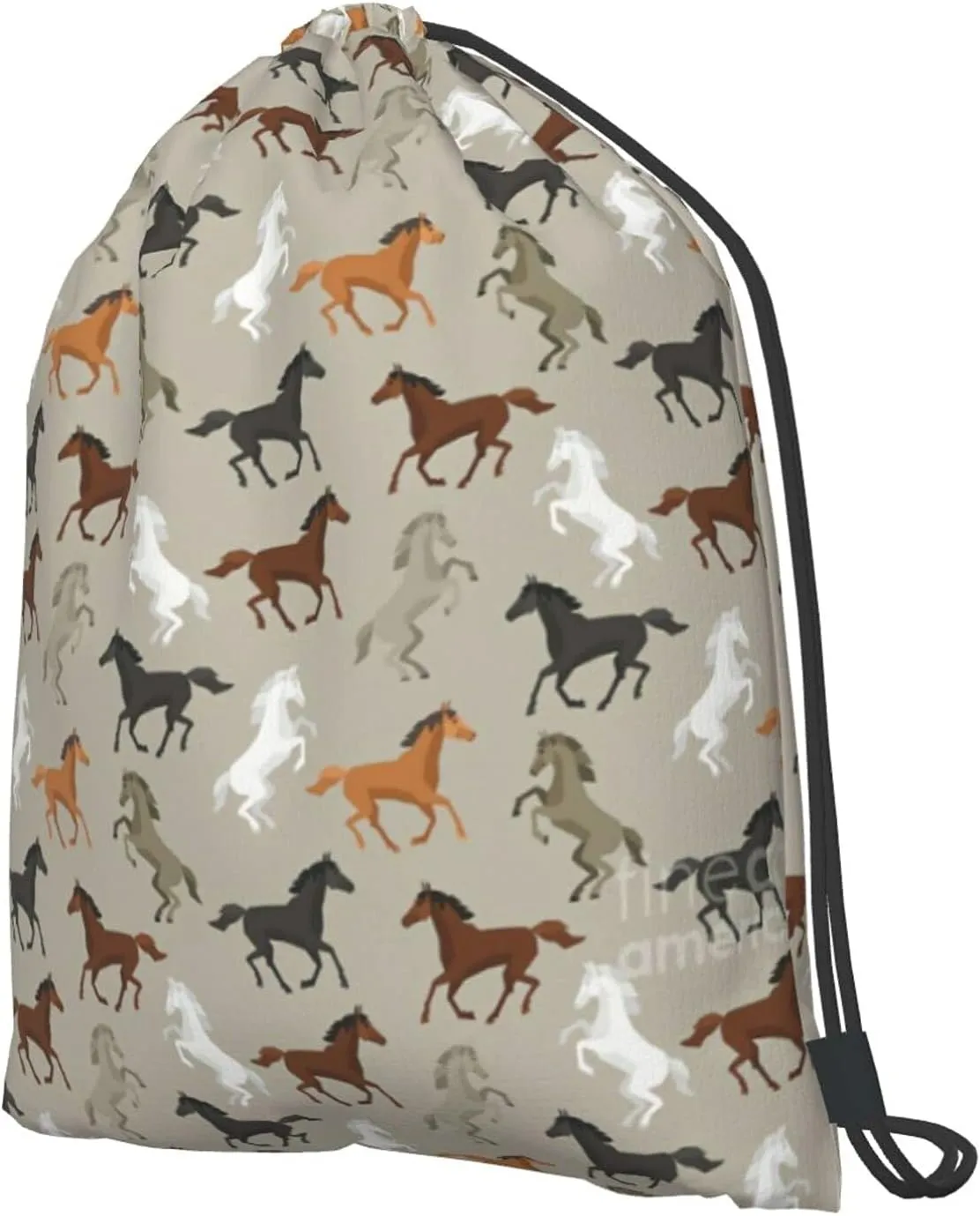 TumzfhQ Cute Horse Drawstring Backpack String Bag Sports Sackpack Gym Cinch Beach Travel Sack for Men Women