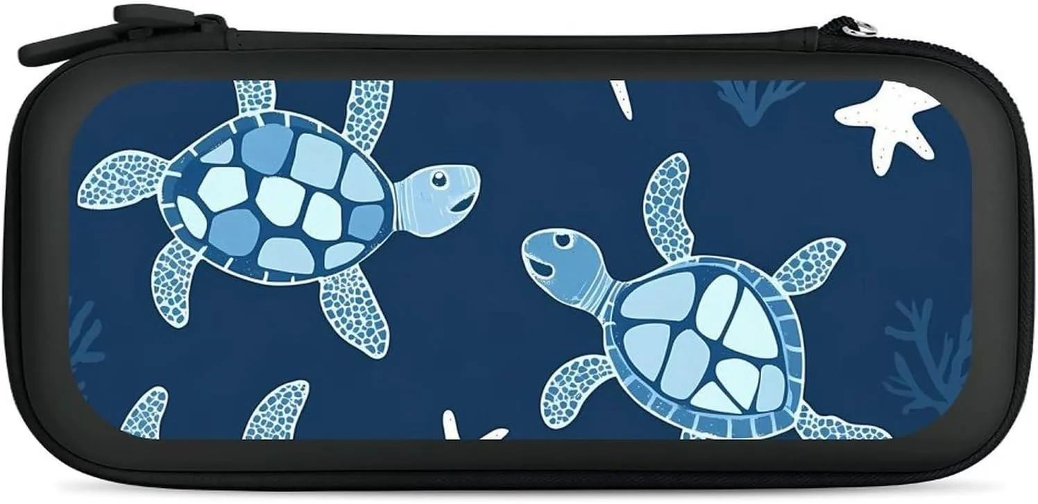 Turtles Coral Starfish Compatible with Switch Carrying Case Hard Travel Game Bag Pouch with 15 Games Accessories