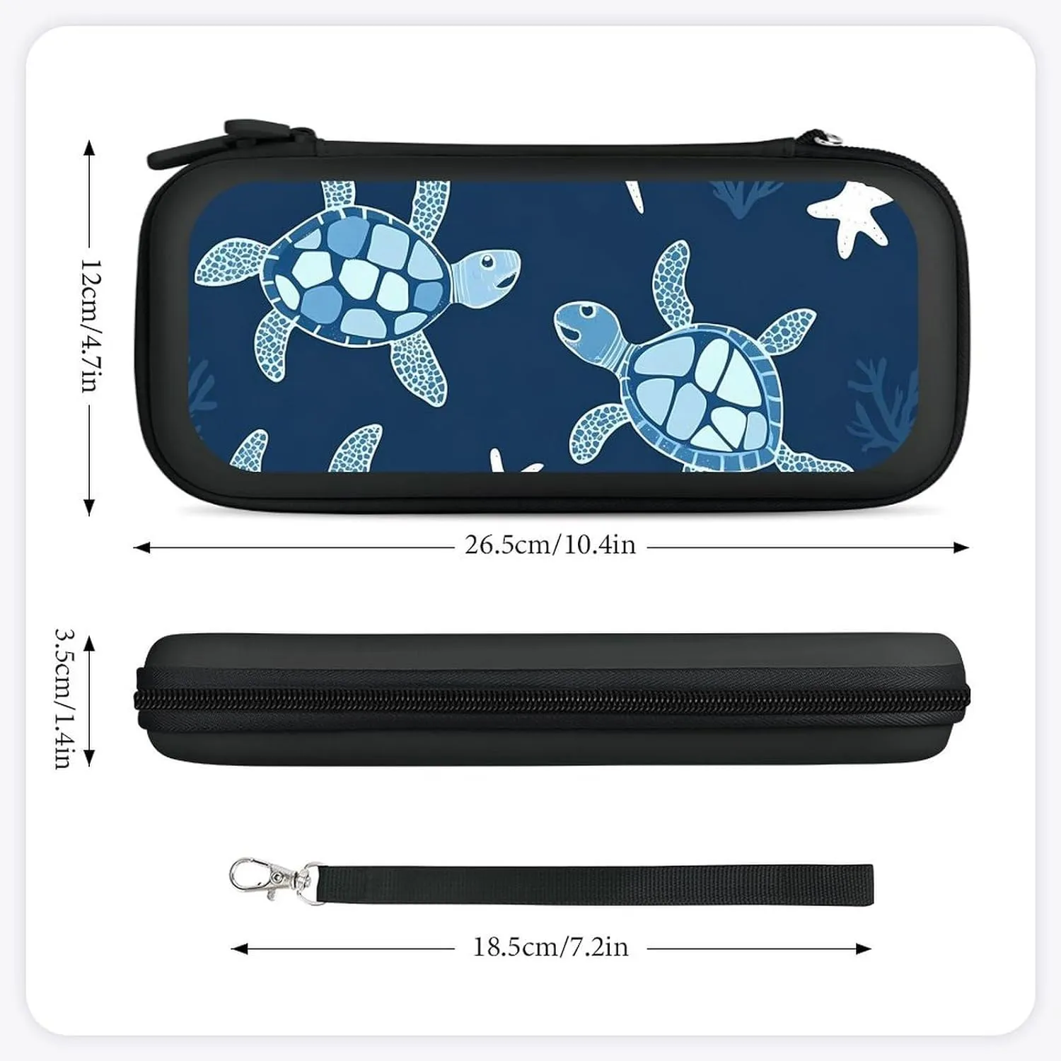 Turtles Coral Starfish Compatible with Switch Carrying Case Hard Travel Game Bag Pouch with 15 Games Accessories
