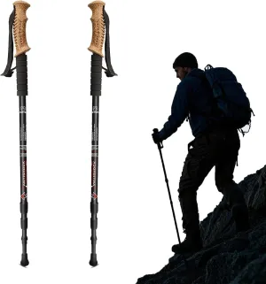 Two Aluminum Hiking Poles with Soft Cork Handles, Perfect for Outdoor Use in Summer, Great for Camping Trips