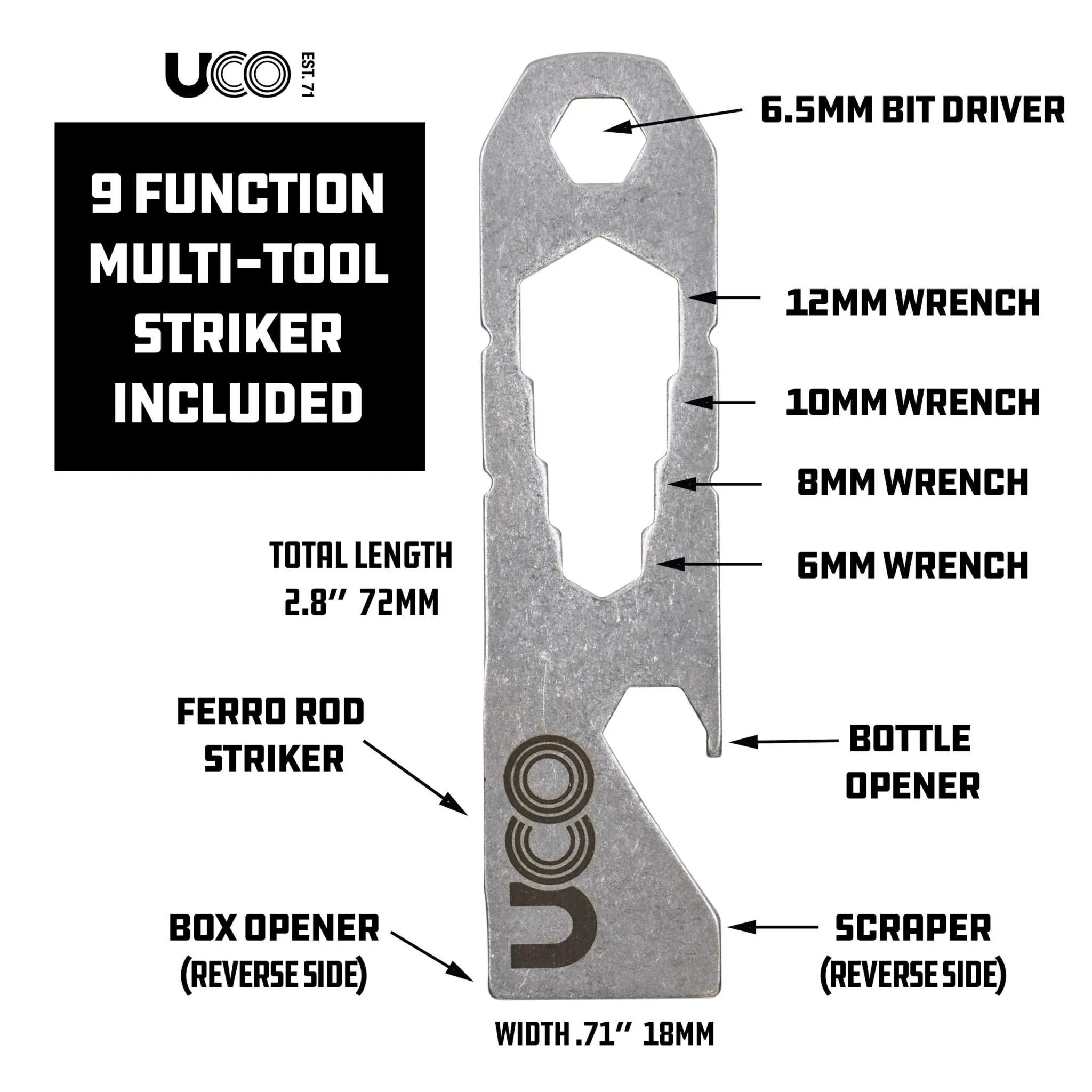 UCO Survival Fire Striker with Tether and Multitool