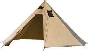Ultralight 2 Person Tipi Hot Tent with Fire Retardant Stove Jack for Flue Pipes with 2 Doors Brown Green