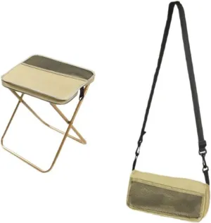 Ultralight Camp Stool - 265Lb Capacity Portable Folding Footrest for Camping, Hiking Backpacking - Compact Carry, Black/Khaki/Green (Khaki)