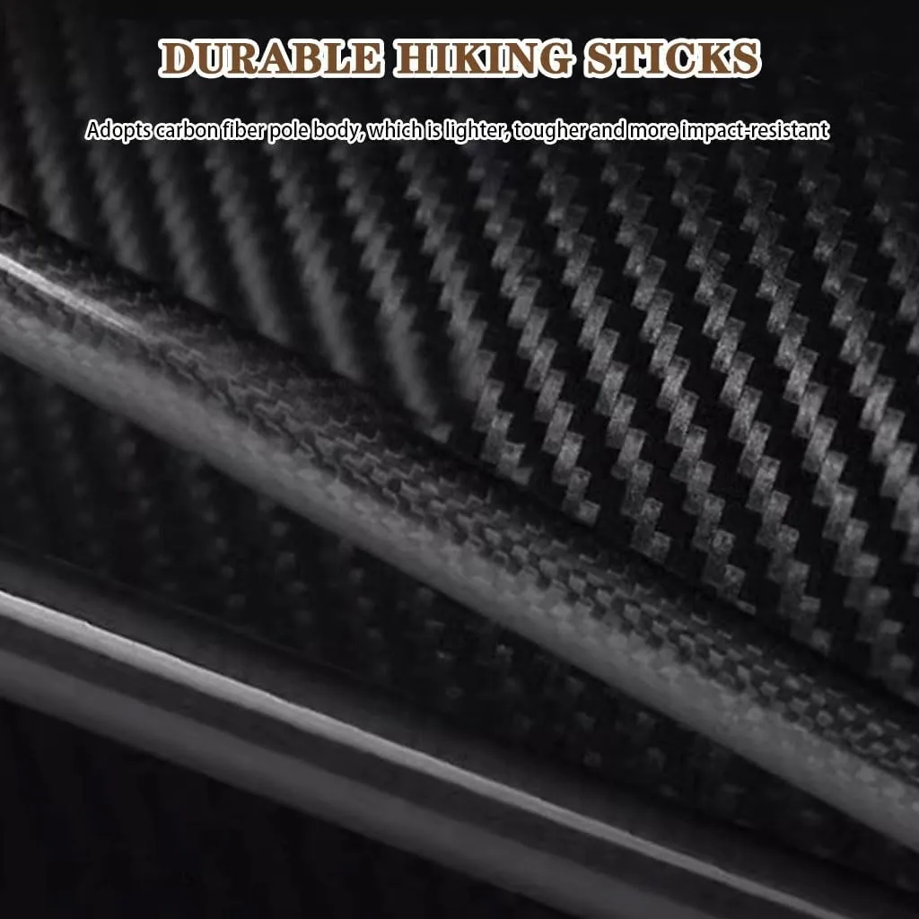 Ultralight Carbon Fiber Trekking Poles, Retractable Adjustable Walking Sticks, Anti-Slip, Shockproof, with EVA Handles, Mountain Climbing Gear