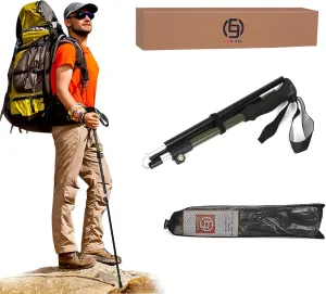Ultralight Hiking Pole - Portable Collapsible Outdoor Trekking Pole Plain Design with Whistle for Wilderness Travel - Suitable for Men, Women, Comfortable Sweat-Absorbing Grip, One Piece