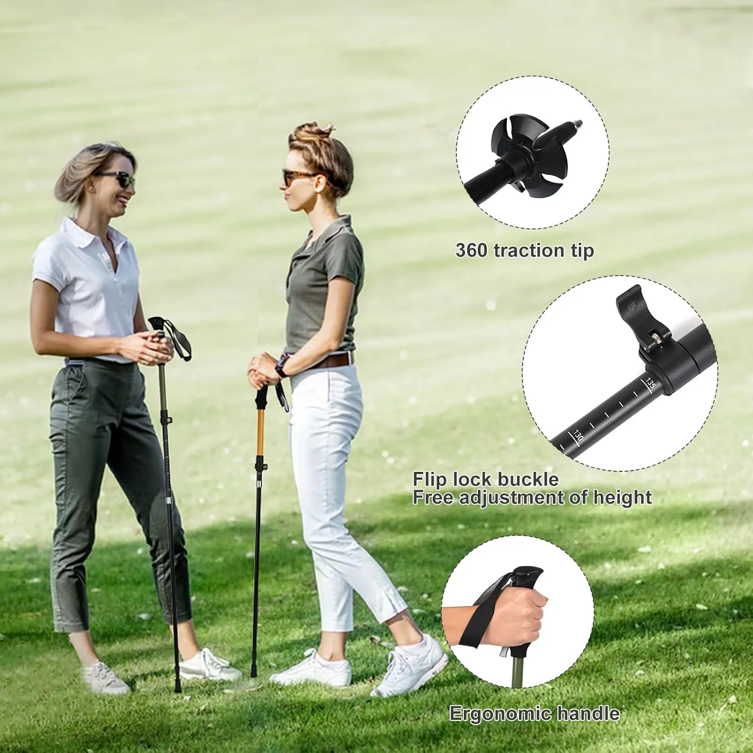 Ultralight Hiking Pole - Portable Collapsible Outdoor Trekking Pole Plain Design with Whistle for Wilderness Travel - Suitable for Men, Women, Comfortable Sweat-Absorbing Grip, One Piece