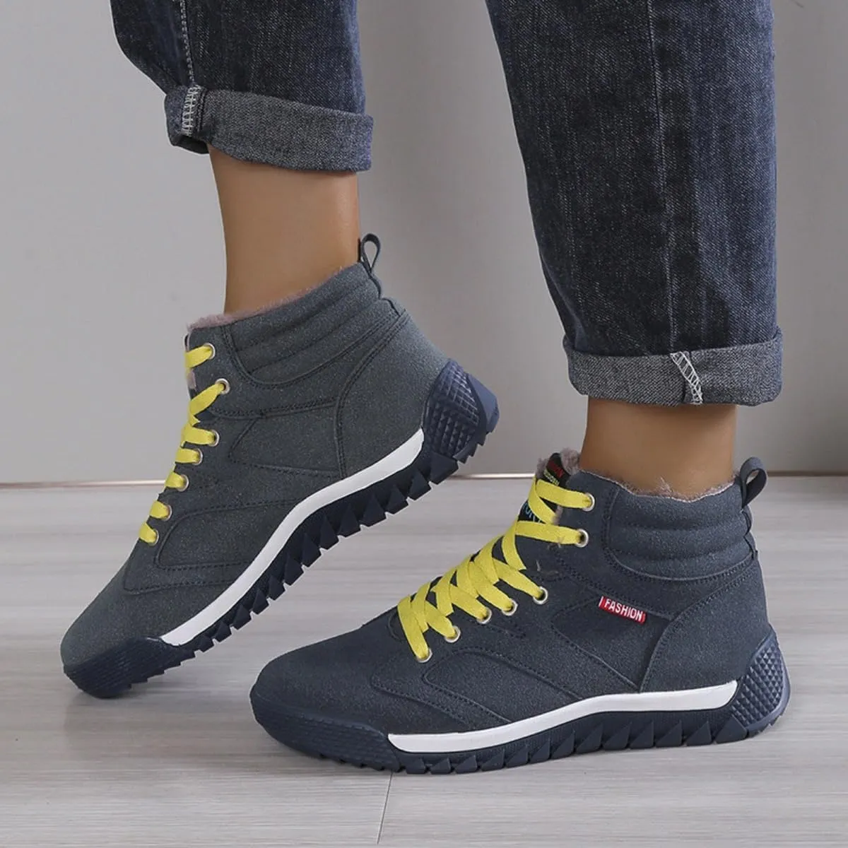 Unisex Winter Snow Boots, Waterproof Anti-Slip Fur Lined Warm Hiking Sneakers Shoes, Outdoor Trekking Backpacking Camping Footwear