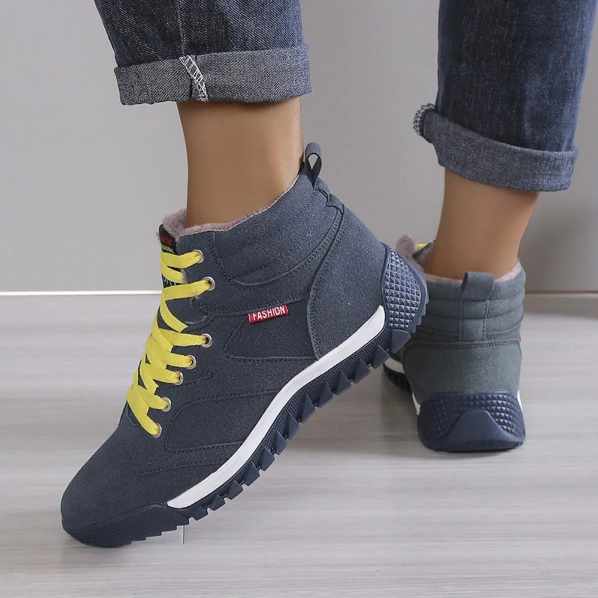 Unisex Winter Snow Boots, Waterproof Anti-Slip Fur Lined Warm Hiking Sneakers Shoes, Outdoor Trekking Backpacking Camping Footwear