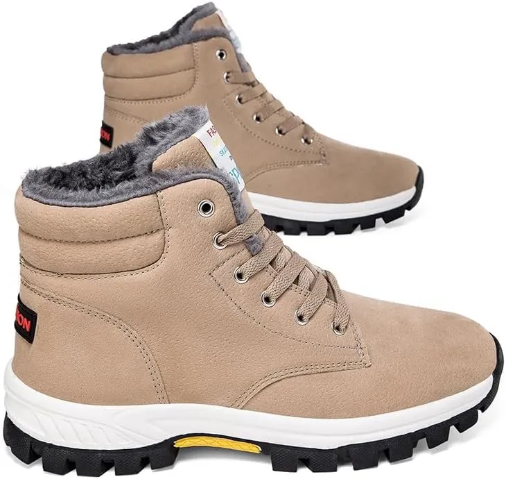 Unisex Winter Snow Boots, Waterproof Anti-Slip Fur Lined Warm Hiking Sneakers Shoes, Outdoor Trekking Backpacking Camping Footwear
