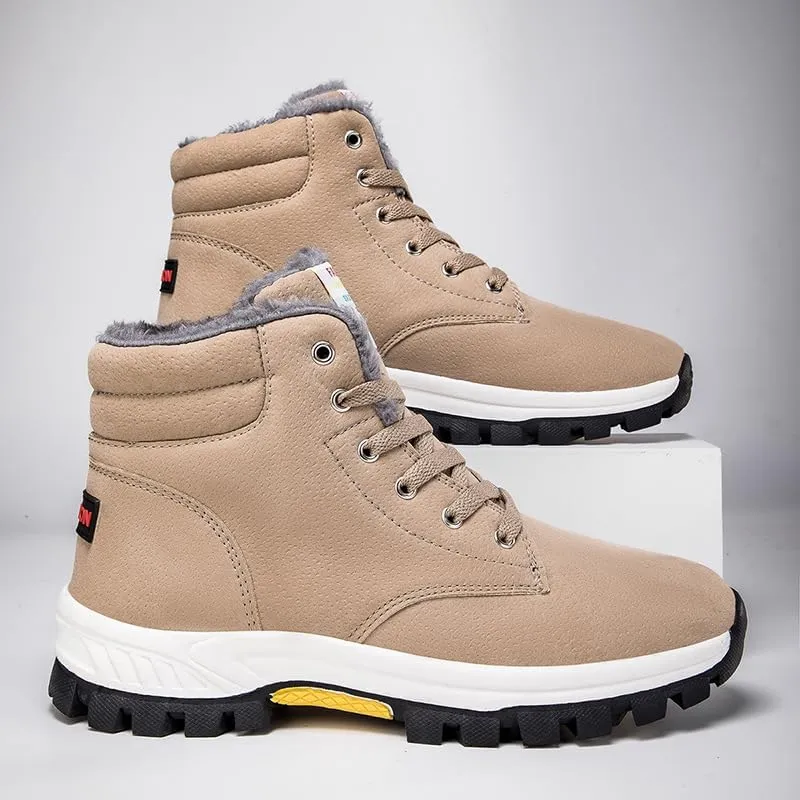 Unisex Winter Snow Boots, Waterproof Anti-Slip Fur Lined Warm Hiking Sneakers Shoes, Outdoor Trekking Backpacking Camping Footwear