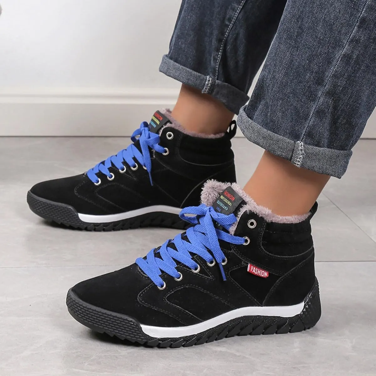 Unisex Winter Snow Boots, Waterproof Anti-Slip Fur Lined Warm Hiking Sneakers Shoes, Outdoor Trekking Backpacking Camping Footwear