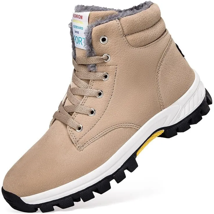 Unisex Winter Snow Boots, Waterproof Anti-Slip Fur Lined Warm Hiking Sneakers Shoes, Outdoor Trekking Backpacking Camping Footwear