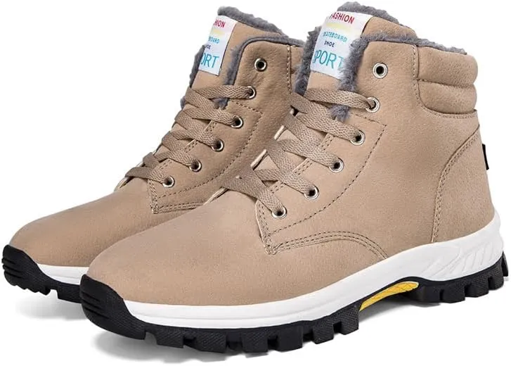 Unisex Winter Snow Boots, Waterproof Anti-Slip Fur Lined Warm Hiking Sneakers Shoes, Outdoor Trekking Backpacking Camping Footwear