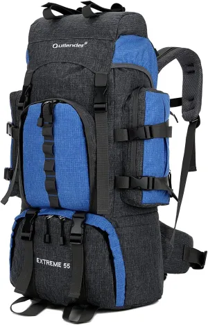 UNISTRENGH 55L Backpack Internal Frame Hiking Backpacking Waterproof Rain Cover Travel Bag for Camping Traveling Mountaineering (Blue)