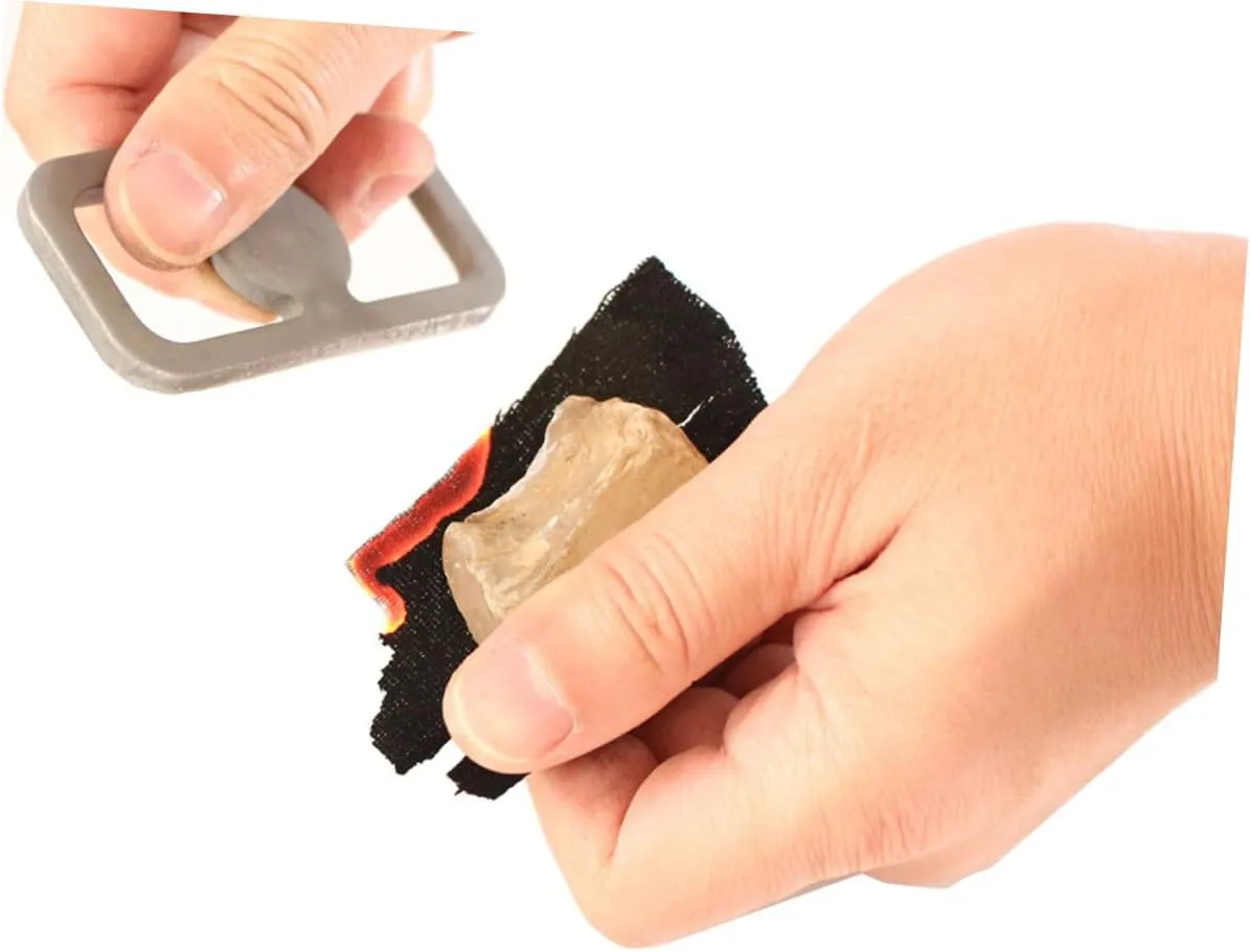 Uonlytech 2pcs High Carbon Steel Flint Tools Fire Starter Tool Compact Camping Gear Fire Starter