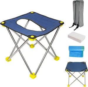 Upgrade XL Portable Toilet Camping Toilet,Foldable Travel Toilet Sturdy Stainless Steel Frame Portable Toilet for Camping,Hiking,Boating,Outdoor,Home