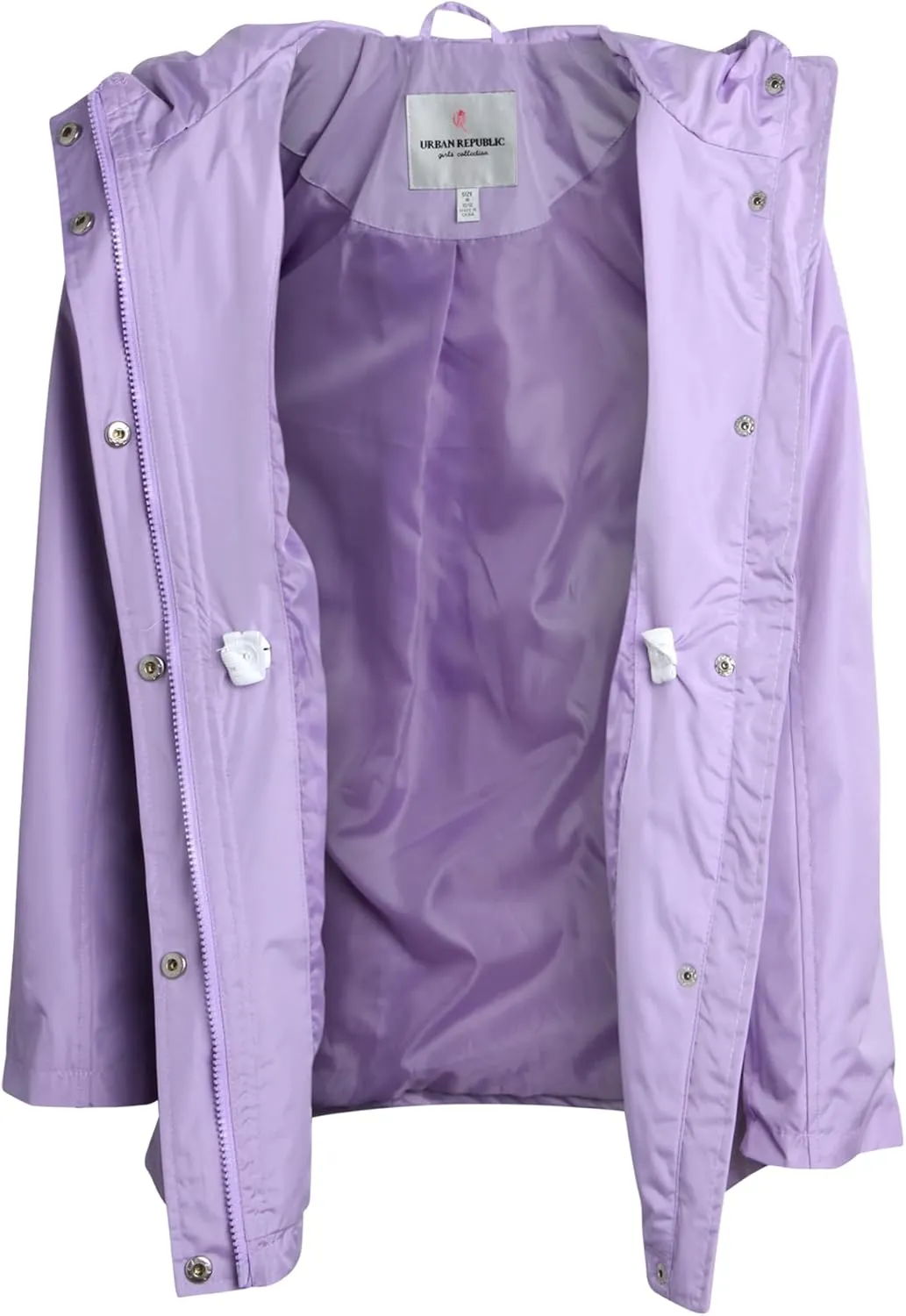 URBAN REPUBLIC Girls Rain Jacket - Lightweight Raincoat for Girls Slicker Shell Windbreaker Hooded Kids Raincoat (Size 7-16)