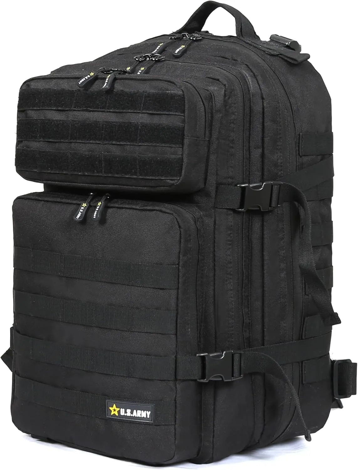 US ARMY ASSAULT Tactical Backpack | 42L Capacity, Water-Resistant Heavy Duty Material, Molle Webbing, Hydration Compartment, Laptop Sleeve, Military Gear Bag for Duty, Travel, and Hiking - Black