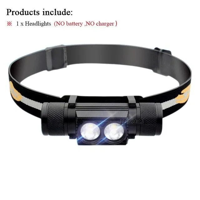 USB led headlamp cree xm l2 headlight waterproof  Head flashlight torch led head light 18650 rechargeable battery camping light