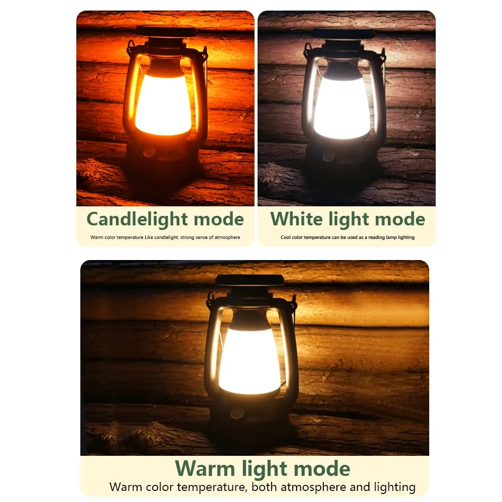 USB Rechargeable Camping Light - Portable Lanterns with Solar Charging and Stepless Dimming