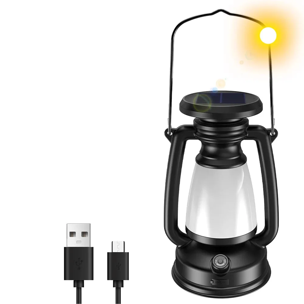 USB Rechargeable Camping Light - Portable Lanterns with Solar Charging and Stepless Dimming