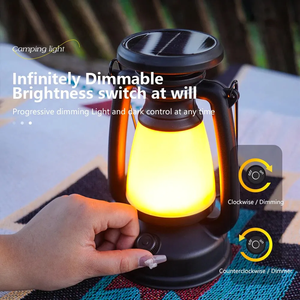 USB Rechargeable Camping Light - Portable Lanterns with Solar Charging and Stepless Dimming