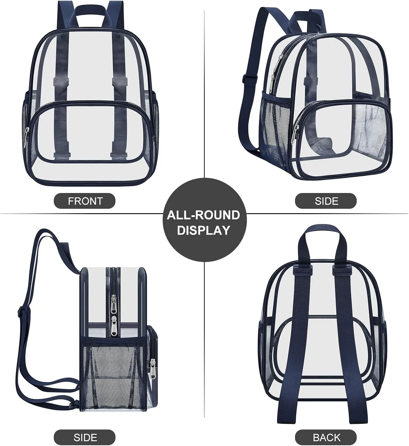 USPECLARE Clear Backpack for Stadium Events Small Clear Backpack 11.5x9.5x6 for Concert Sport Events Work Travel