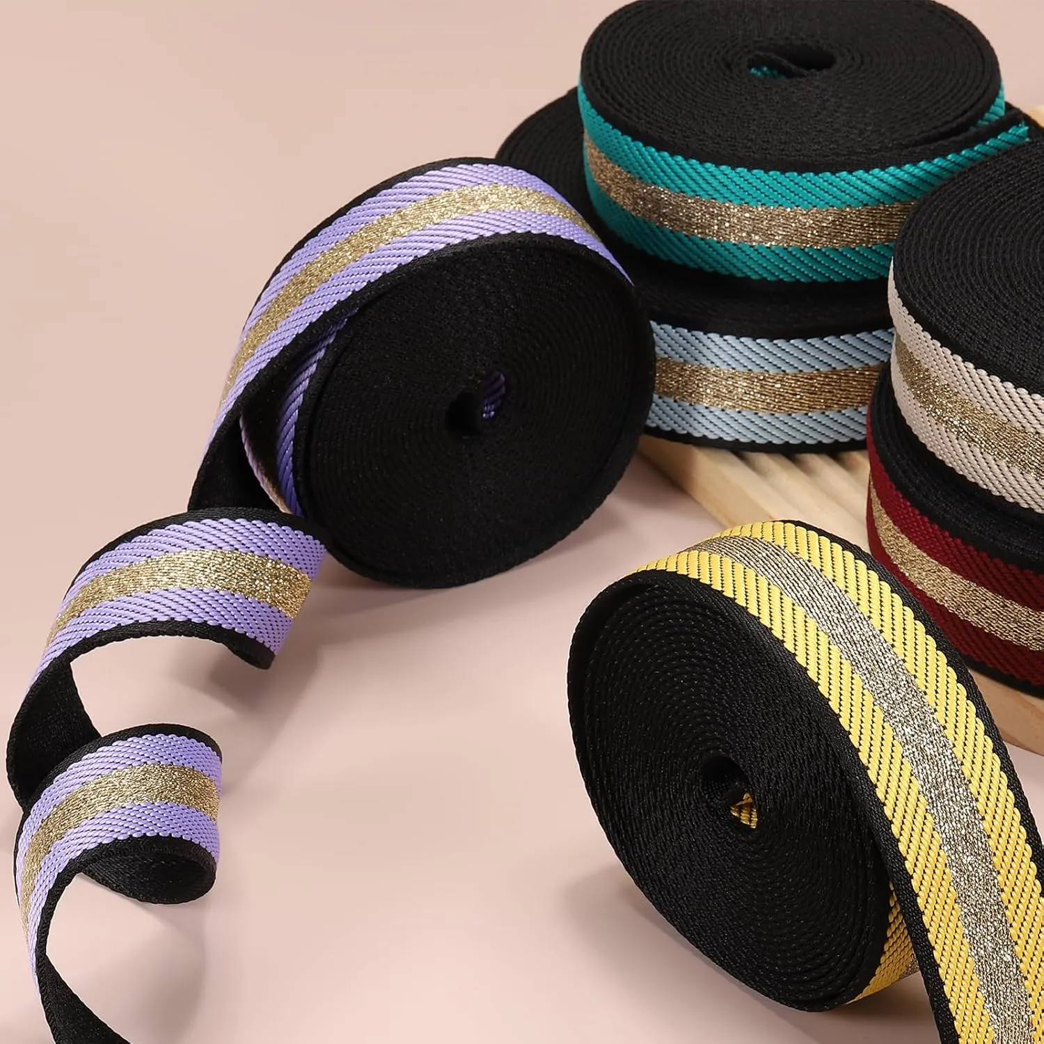 uxcell 10 Yards Nylon Webbing Strap, 1 3/8-inch(38mm) Striped Webbing Straps Nylon Heavy Duty Webbing Strap Nylon Strap Belt for Backpack Crafts, Black