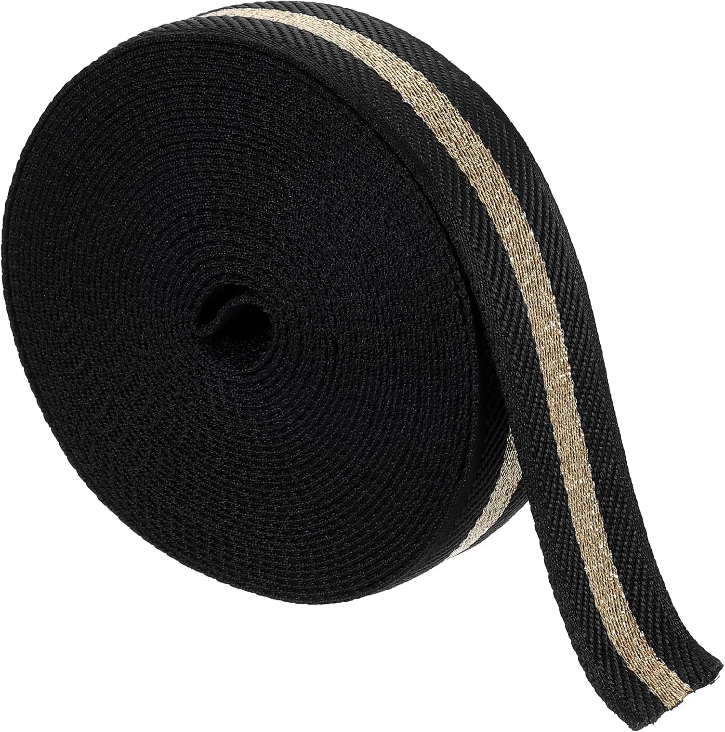 uxcell 10 Yards Nylon Webbing Strap, 1 3/8-inch(38mm) Striped Webbing Straps Nylon Heavy Duty Webbing Strap Nylon Strap Belt for Backpack Crafts, Black