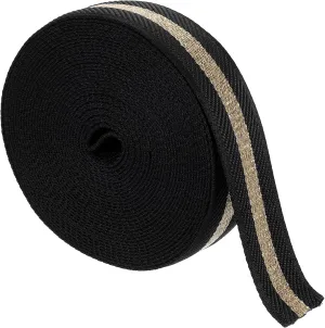 uxcell 10 Yards Nylon Webbing Strap, 1 3/8-inch(38mm) Striped Webbing Straps Nylon Heavy Duty Webbing Strap Nylon Strap Belt for Backpack Crafts, Black