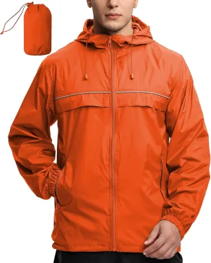 V VALANCH Mens Rain Jacket Waterproof Lightweight Windbreaker with Hood Outdoor Raincoat for Hiking Running Travel