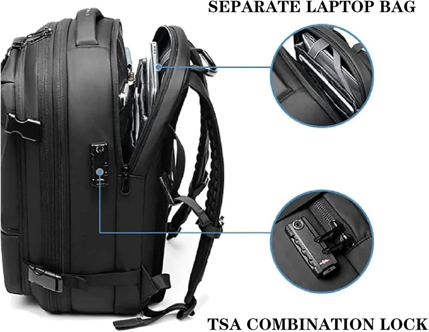Vacbag Backpack, 60L Expandable Backpack with Vacuum Compression, Waterproof Vacuum Backpack for Travel, Water Resistant (Blue  Vacuum Pump)