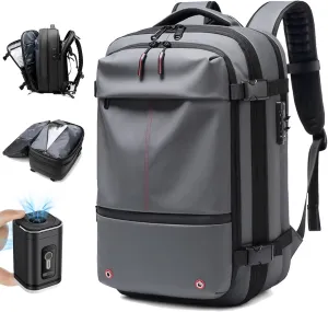 Vaccage Backpack, Vaccage Bag, Vaccage Back Pack, 60L Expandable Travel Smart Backpack with Vacuum Compression, with Pump (Gray(with Air Pump))