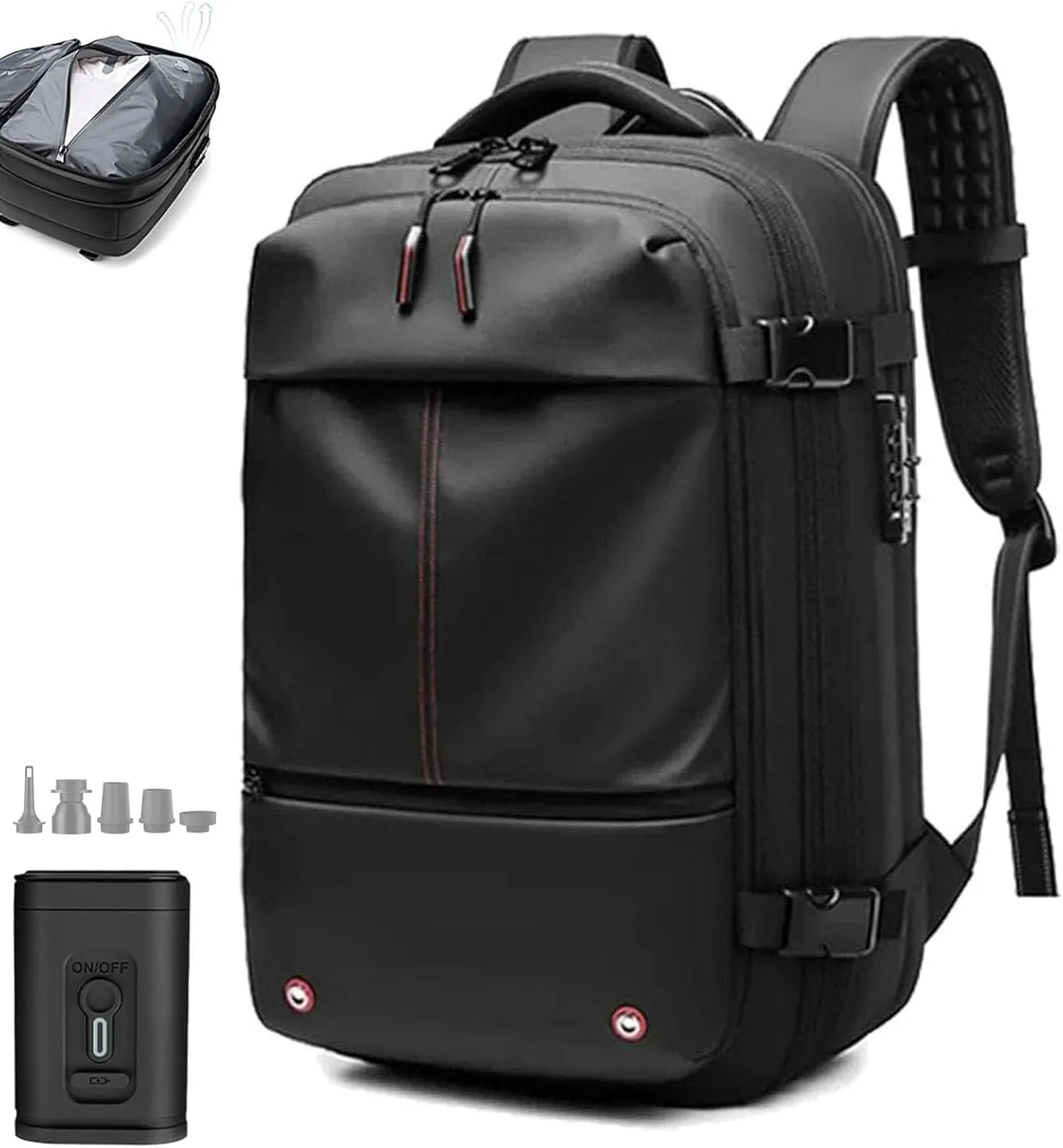 Vacpack Backpack, Expandable Vacpack Backpack, Large Capacity Vacuum Compression Travel Backpack (Black  Electric Vacuum)