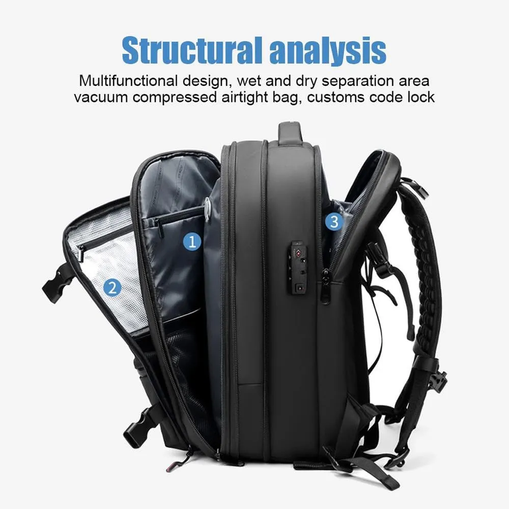 Vacpack Backpack, Vacpack Backpack with Vacuum, 60L Expandable with Vacuum Compression Water Resistant Bag for Men Women (Black)