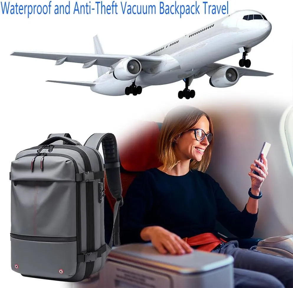 Vacpack Backpack, Vacpack Backpack with Vacuum, 60L Expandable with Vacuum Compression Water Resistant Bag for Men Women (Black)
