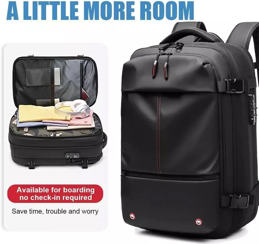 Vacpack Backpack, Vacpack Backpack with Vacuum, 60L Expandable with Vacuum Compression Water Resistant Bag for Men Women (Black)