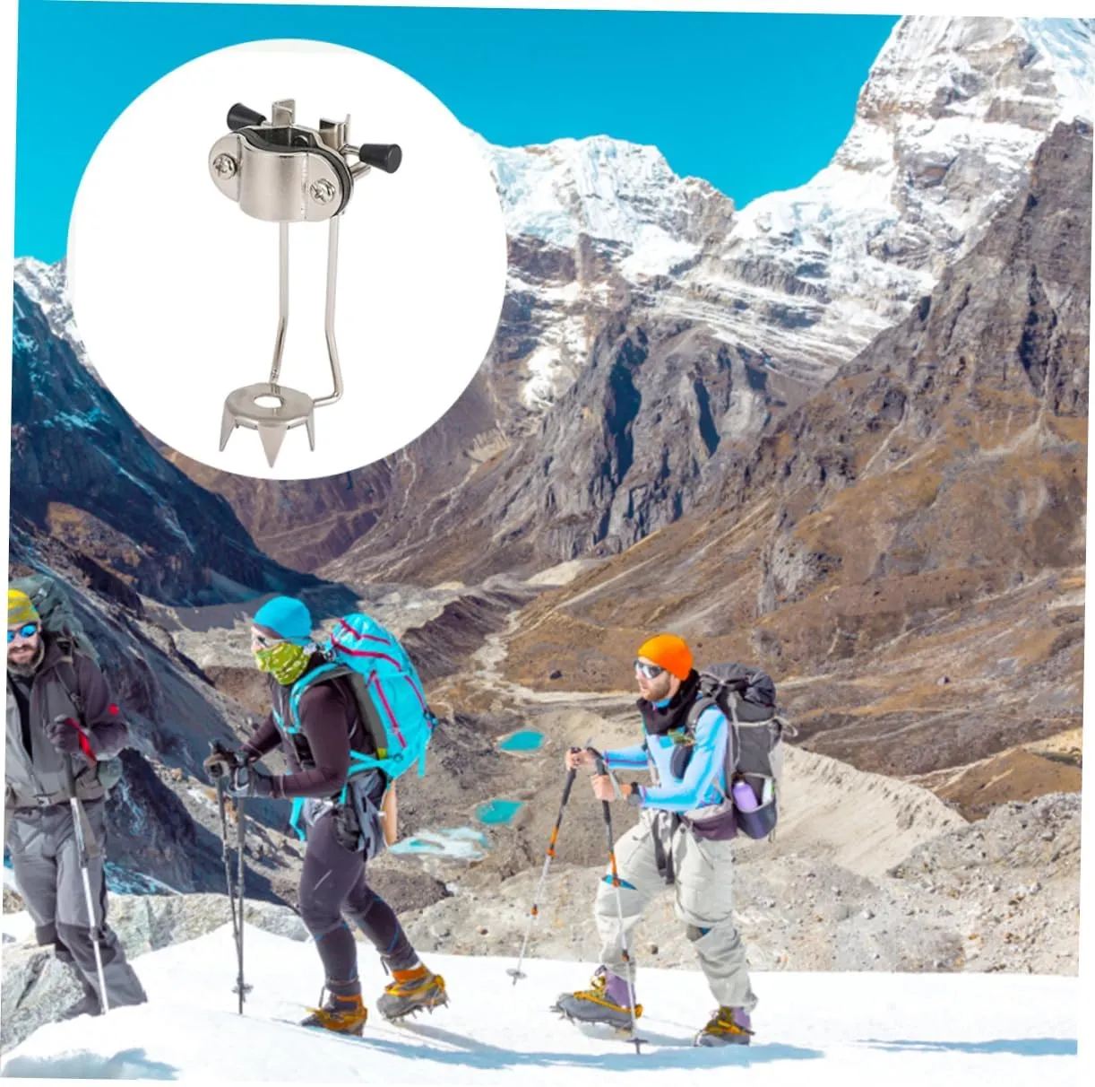 VALICLUD 4pcs Trekking Poles Crampons Ice Walking Claw Winter Hiking Grip Crutch Mountaineering Tool Cane Tip for