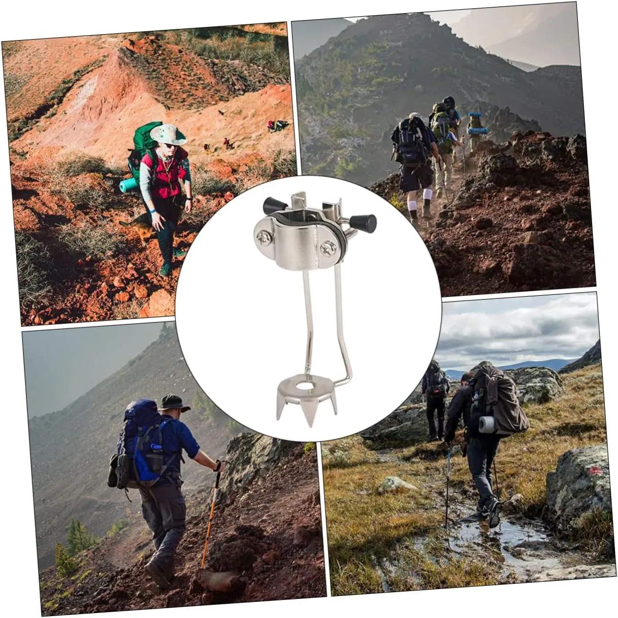 VALICLUD 4pcs Trekking Poles Crampons Ice Walking Claw Winter Hiking Grip Crutch Mountaineering Tool Cane Tip for