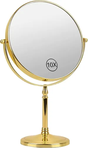 Vanity Mirror 8" Magnifying Makeup Mirror 1/10X Magnification, Large Table top Double-Sided Swivel Makeup Mirror Chrome Finish