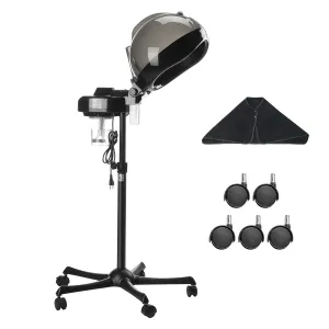 VEVOR Professional Hair Steamer for Deep Conditioning, 11.81-inch Hooded Ionic Hair Steamer with 2 Modes, Height-Adjustable Standing Hair Steamer with Timer, 5 Wheels (2 Lockable) for Salon Home Spa