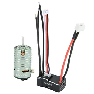 VGEBY Motor ESC Set, Metal 1410 Remote Control Crawler Brushless Motor with 18A ESC RC Spare Part Replacement Accessory for 1/24, 1/28, 1/32 RC Car(Green5500KV) 1/28 Rc Brushless Motor