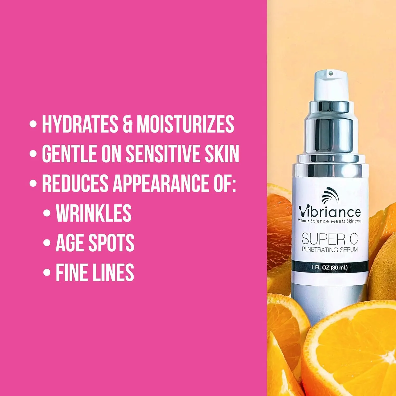 Vibriance Super C Serum for Mature Skin - All-in-One Vitamin Formula Hydrates, Firms, Lifts, Smooths, Targets Age Spots, Wrinkles, 1 fl oz - Pack of 2