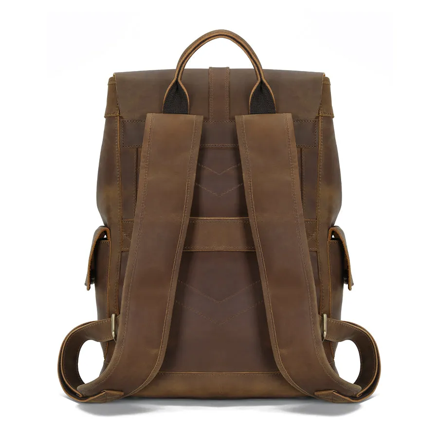 Vintage Leather Rucksack - Waterproof Travel Backpack