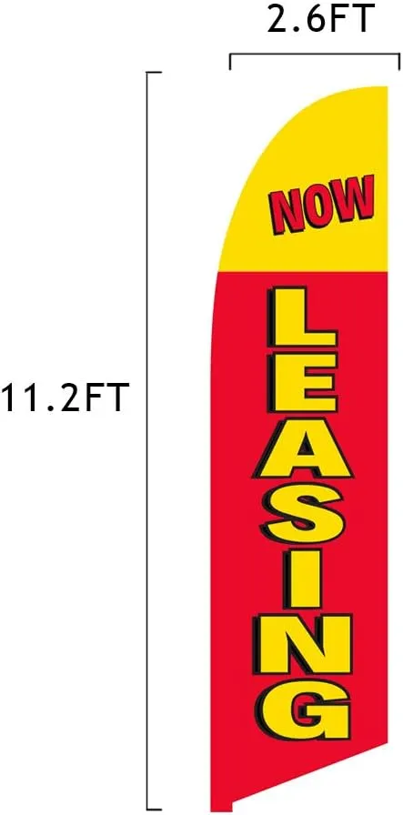 Vispronet Now Leasing Feather Flag – 13.5ft Swooper Flag Pole Kit with Cross Base, Weight Bag, Pole Sleeve Bag – Leasing Flag for Business – Phone Leasing Supplies – Printed in The USA