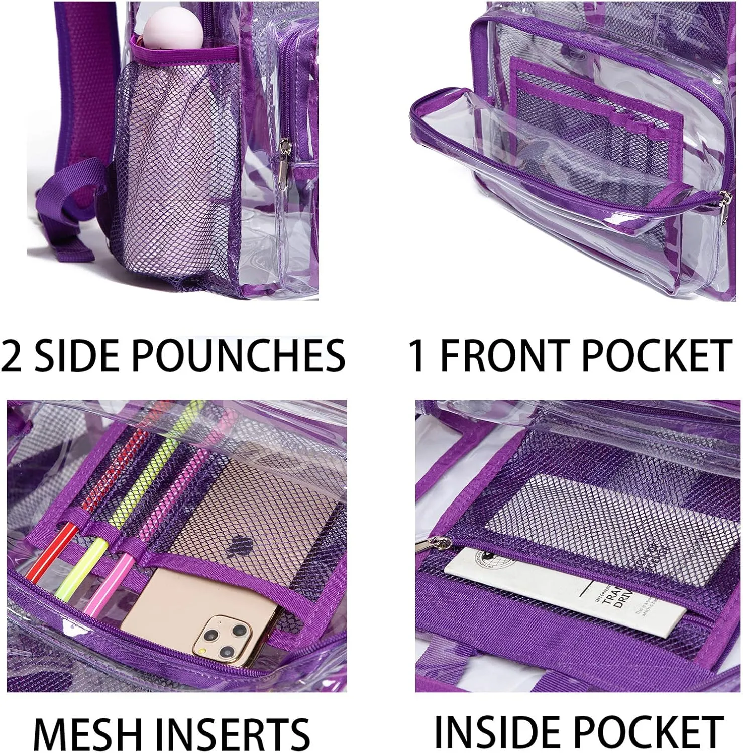 Vorspack Clear Backpack - Heavy Duty PVC Transparent See Through Backpack for College & Workplace