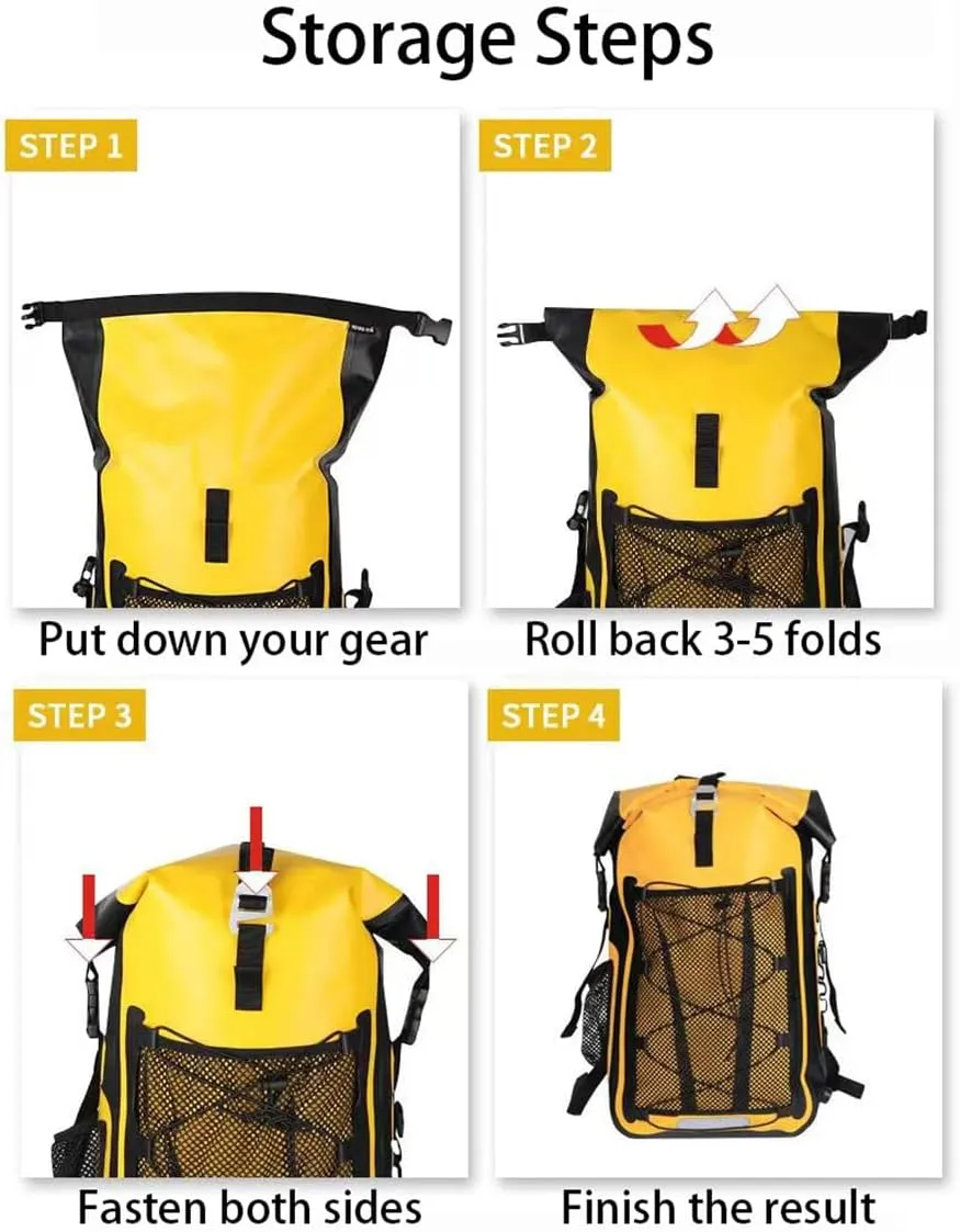 Waterproof Backpack Kayak Dry Bag Backpack Waterproof 30L, Lightweight Roll Top Dry Bag for Boating Surfing Camping (Red,30L)