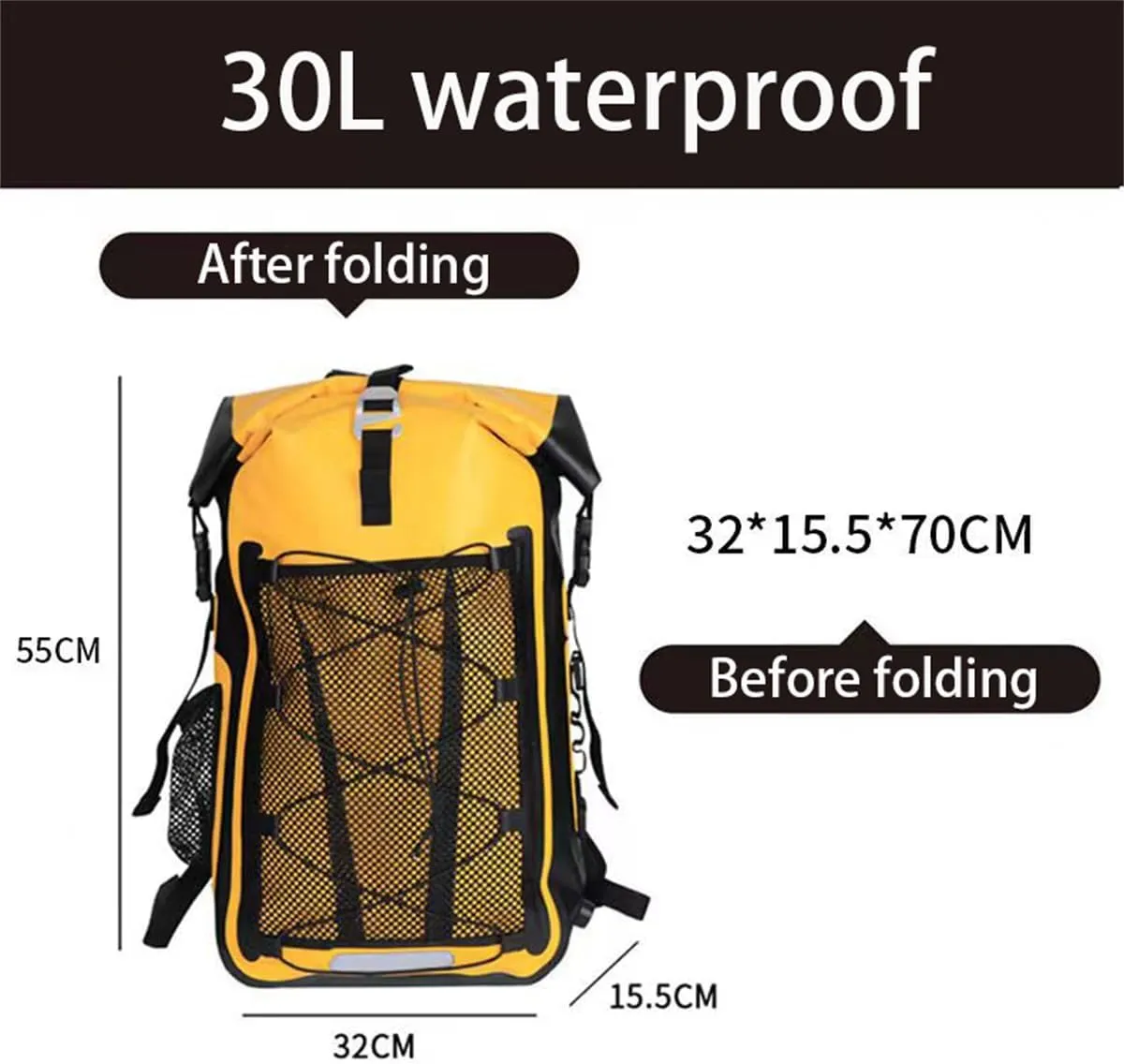 Waterproof Backpack Kayak Dry Bag Backpack Waterproof 30L, Lightweight Roll Top Dry Bag for Boating Surfing Camping (Red,30L)